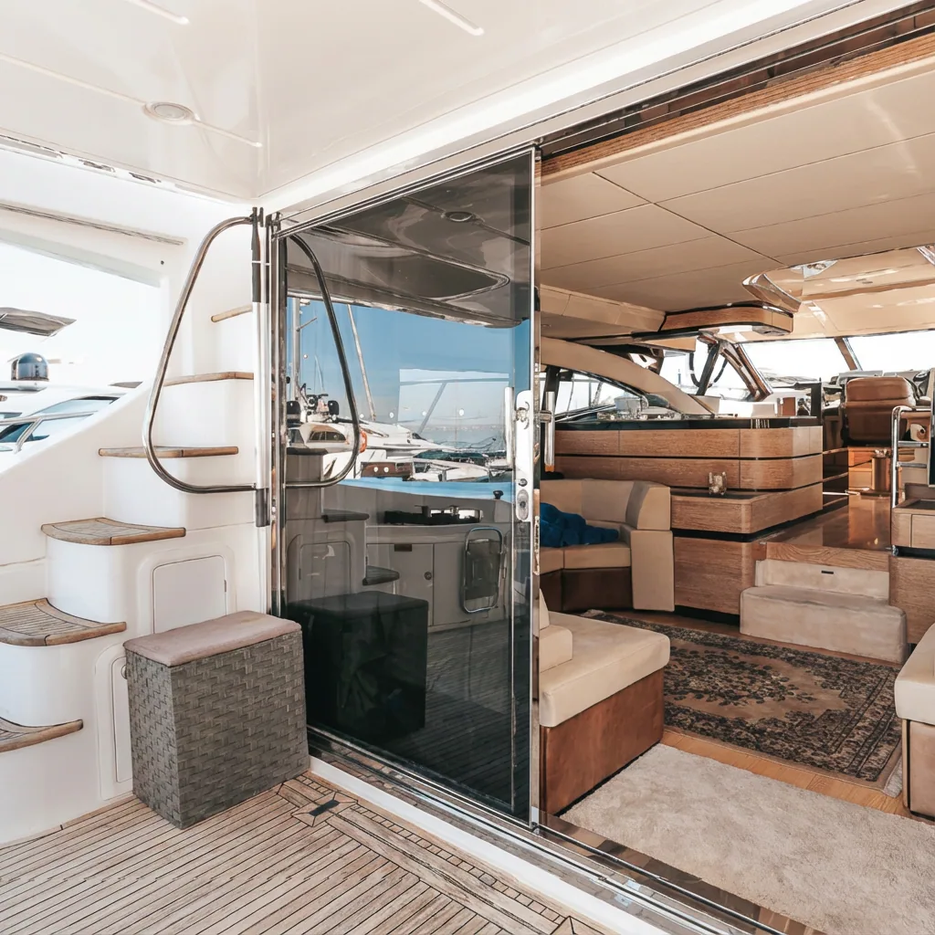 Luxury Azimut 58 Fly motor yacht rental in Puerto Banús, Marbella salon – exclusive yacht charter