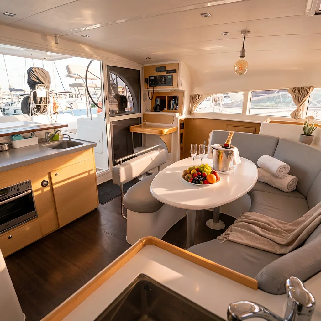 Private Lagoon Catamaran 380 catamaran charter in Marbella & Puerto Banús interior – Rent a Boat Marbella