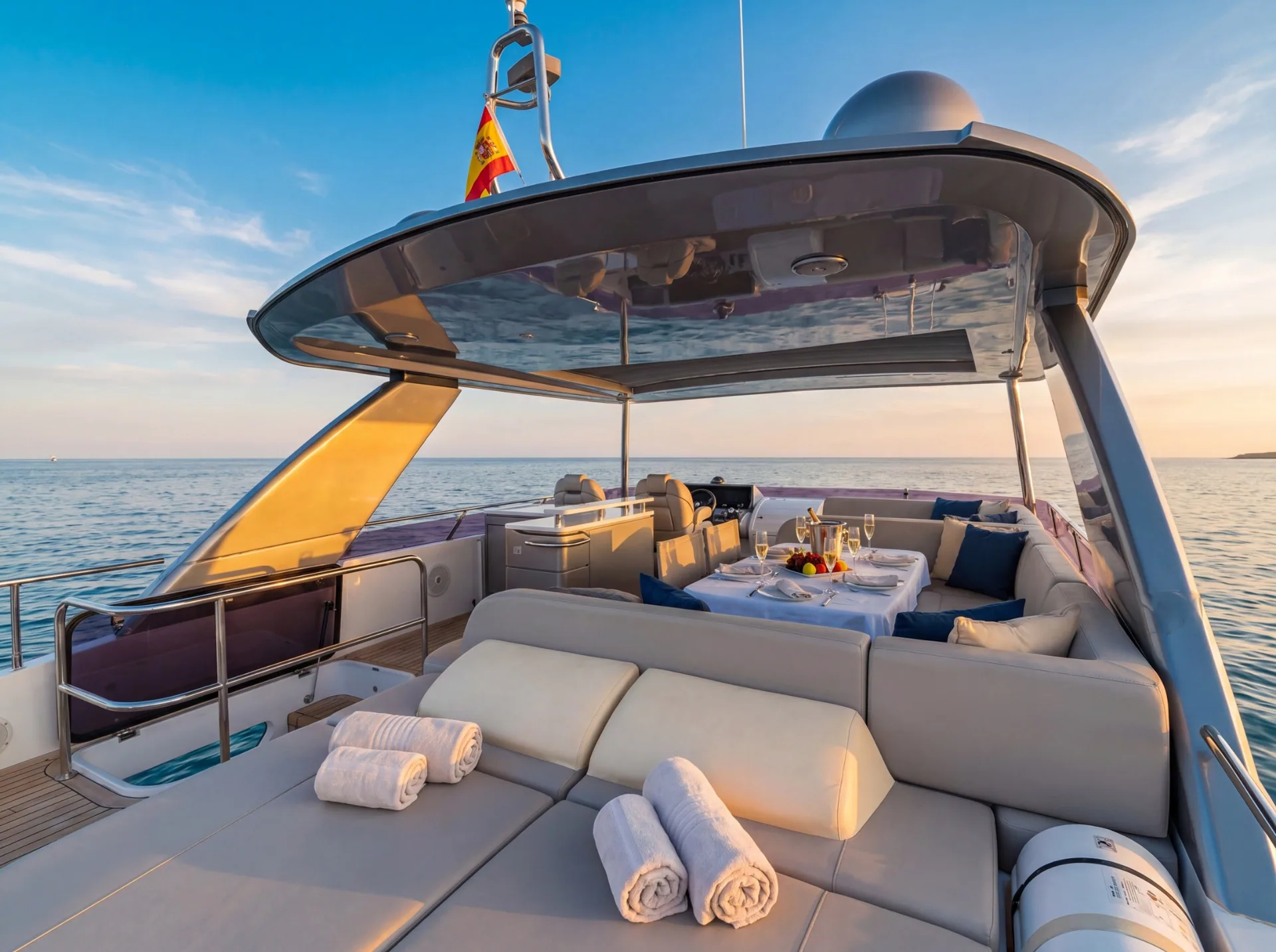 Luxury Princess F70 motor yacht rental in Puerto Banús, Marbella – exclusive yacht charter